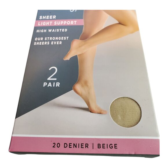 NEW 2 Packs of 2 Silk Impressions SZ XXL 20 Denier Sheer Pantyhose in Beige - Picture 3 of 7